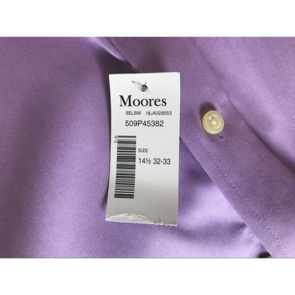 JOSEPH ABBOUD Non-Iron Dress Shirt Size 14.5 32-33 Mauve Herringbone - Picture 4 of 5
